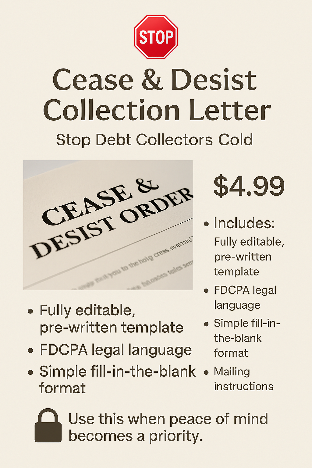 🛑 Cease & Desist Collection Letter – Stop Debt Collectors Cold
