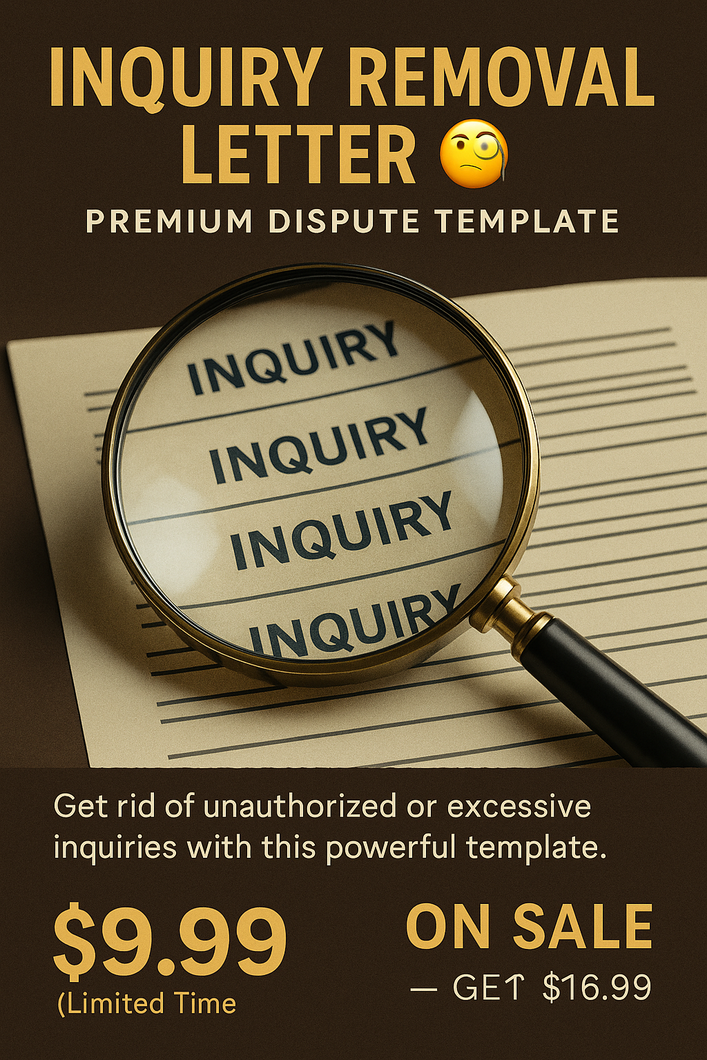 Inquiry Removal Letter 🧐 | Premium Dispute Template